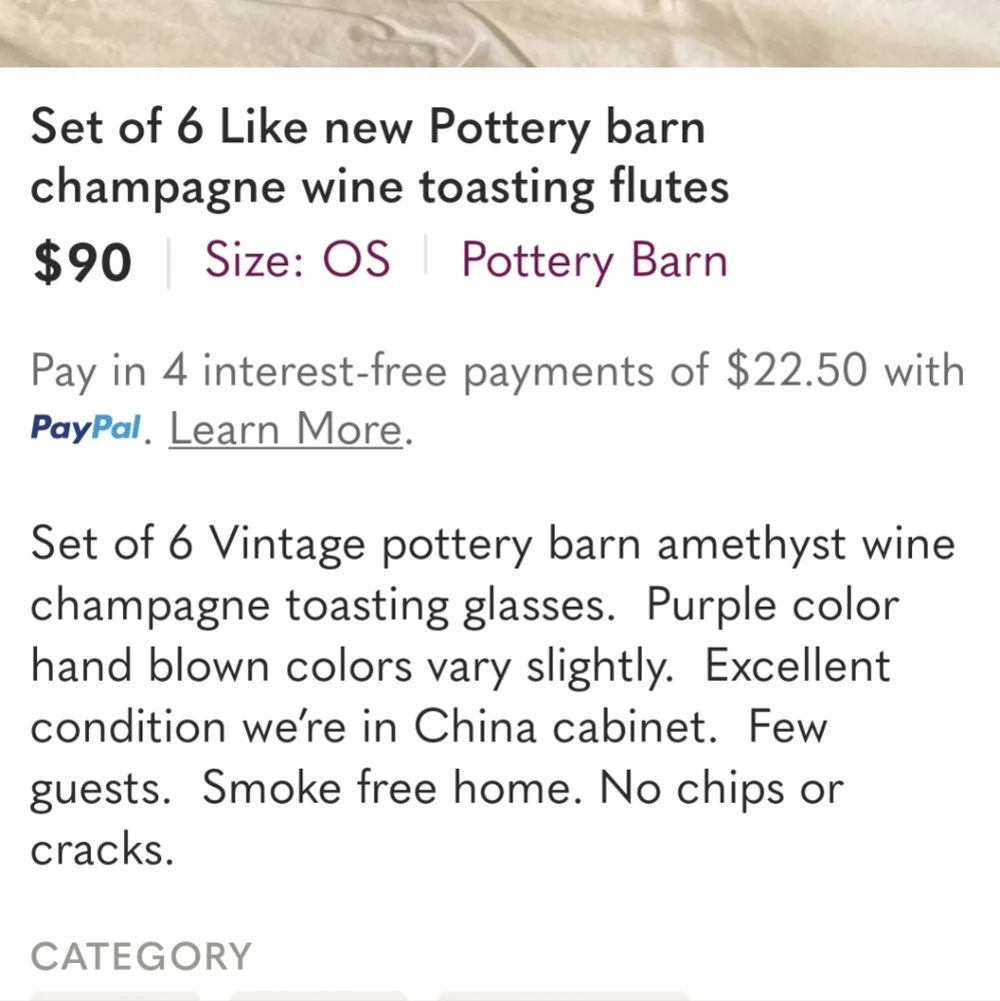 Set of Six Purple Wine Glasses Pottery Barn